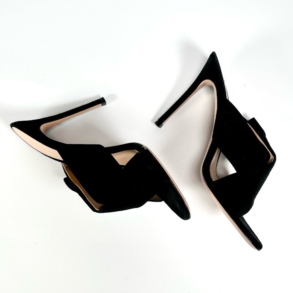 Gianvito Rossi Milano Black Suede Ribbon Slip On Heels - Picture 12 of 14